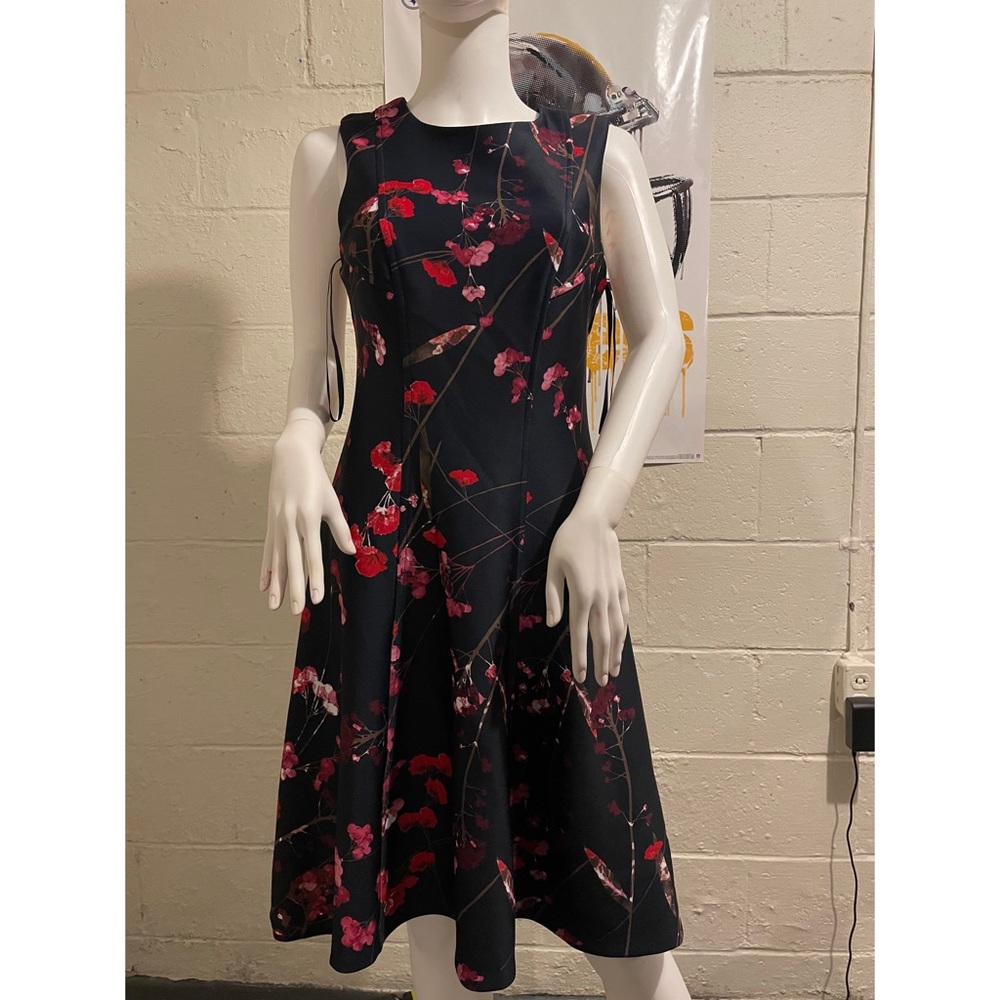 Tommy Hilfiger Black and pink flare dress!